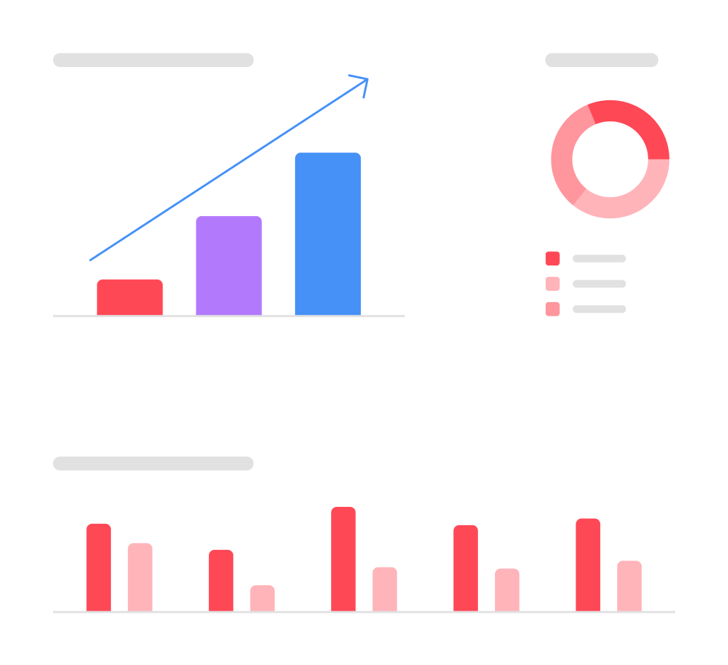 A variety of simple charts and graphs