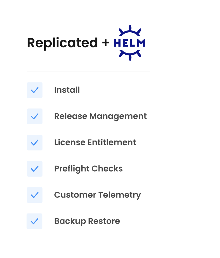 replicated plus helm allows you to do more