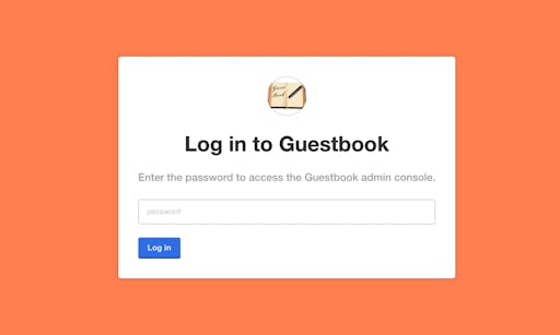 Branded color Guestbook admin console login screen