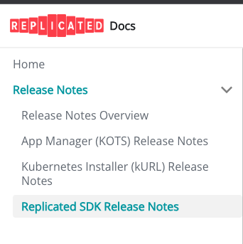 A directory of release notes including the SDK